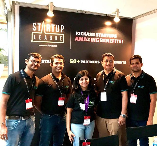 Oceo Water team with Tanisha Gupta from the Startup League at TechSparks 2017, Bangalore, India
